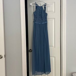 David’s Bridal high neck with lace. Size 2.